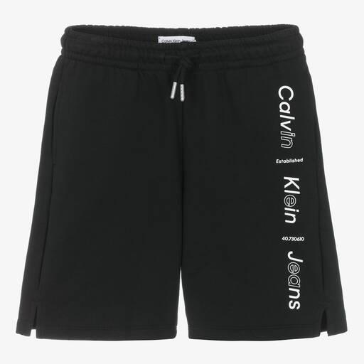 Calvin Klein-Teen Boys Black Cotton Jersey Shorts | Childrensalon