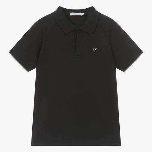 Calvin Klein-Teen Boys Black Cotton Polo Shirt | Childrensalon