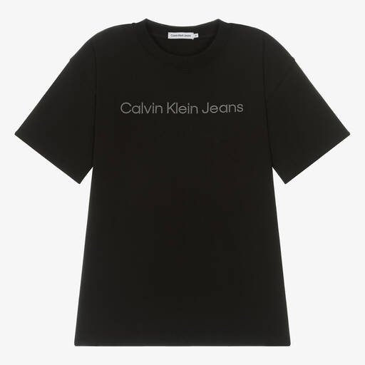 Calvin Klein-Teen Boys Black Cotton T-Shirt | Childrensalon