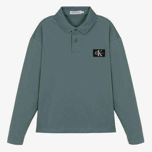 Calvin Klein-Teen Boys Blue Cotton Polo Shirt | Childrensalon