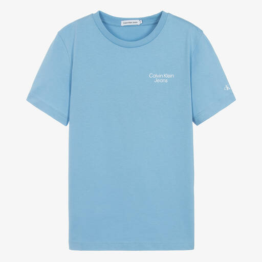 Calvin Klein-Teen Boys Blue Cotton T-Shirt | Childrensalon