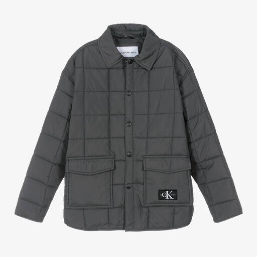 Calvin Klein-Teen Boys Grey Quilted Padded Jacket | Childrensalon