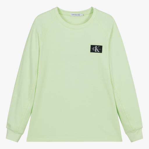 Calvin Klein-Teen Boys Lime Green Cotton Top | Childrensalon