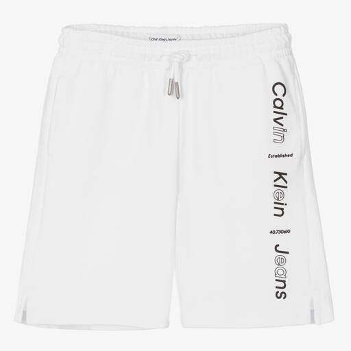 Calvin Klein-Teen Boys White Cotton Jersey Shorts | Childrensalon