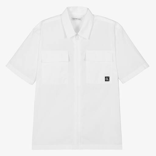 Calvin Klein-Teen Boys White Cotton Shirt | Childrensalon