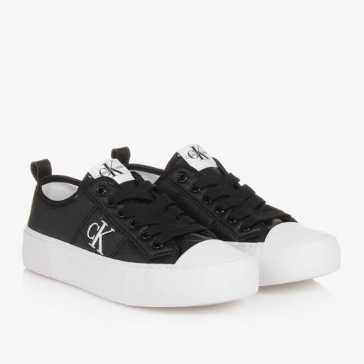 Calvin Klein-Teen Girls Black Padded Lace-Up Trainers | Childrensalon
