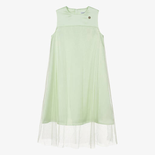 Calvin Klein-Зеленое платье из атласа и тюля с блесками для подростков | Childrensalon