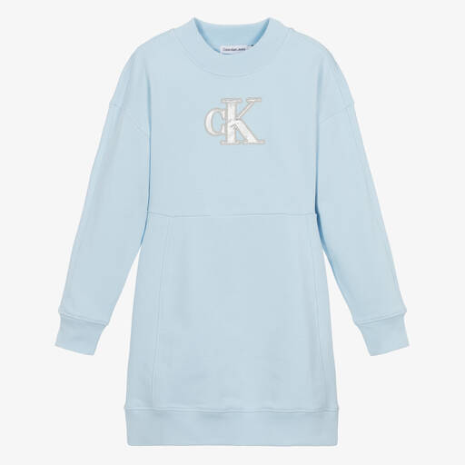 Calvin Klein-Teen Girls Pale Blue Sweatshirt Dress | Childrensalon
