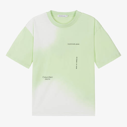 Calvin Klein-Teen Lime Green Spray Paint T-Shirt | Childrensalon