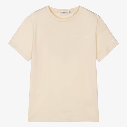Calvin Klein Jeans-T-shirt beige pâle ado | Childrensalon