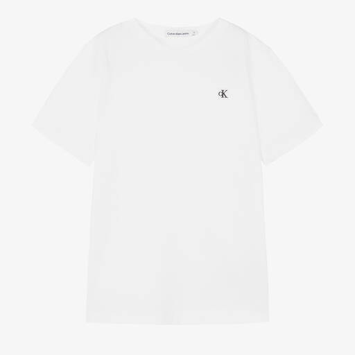 Calvin Klein-Teen White Cotton T-Shirt | Childrensalon