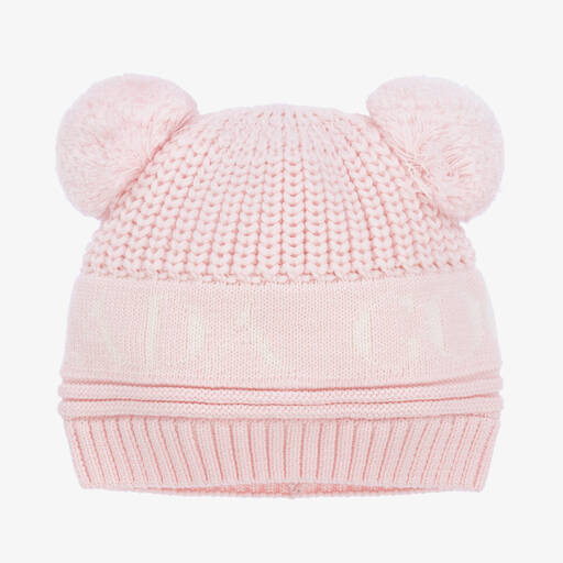 Canada Goose-Baby Girls Pink Knitted Wool Hat | Childrensalon
