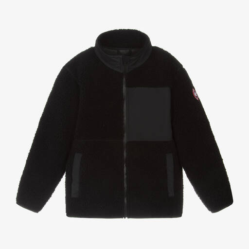 Canada Goose-Black Wool Fleece Zip-Up Jacket | Childrensalon