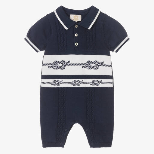 Caramelo Kids-Baby Boys Navy Blue Knitted Shortie | Childrensalon