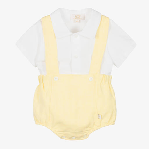 Caramelo Kids-Baby Boys Yellow & White Shorts Set | Childrensalon