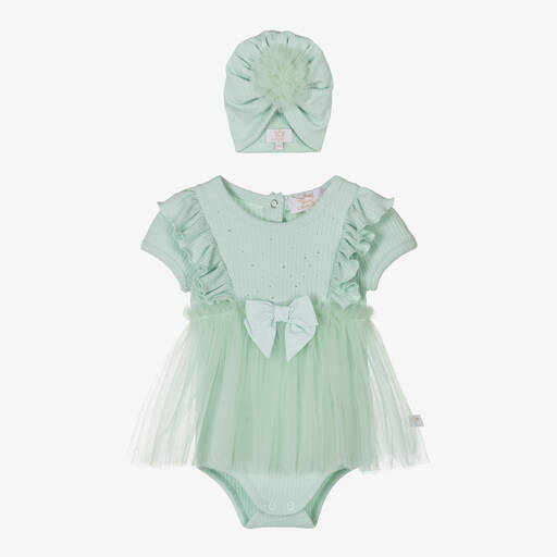 Caramelo Kids-Baby Girls Green Cotton Dress Set | Childrensalon
