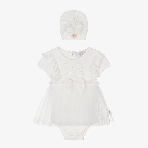 Caramelo Kids-Baby Girls Ivory Cotton Dress Set | Childrensalon