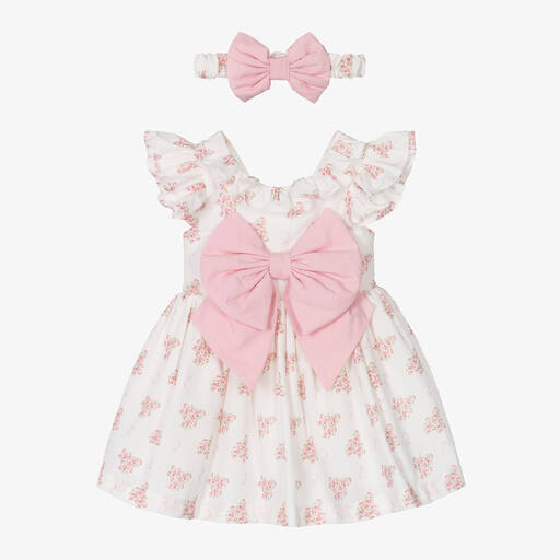 Caramelo Kids-Baby Girls Ivory Floral Cotton Dress | Childrensalon