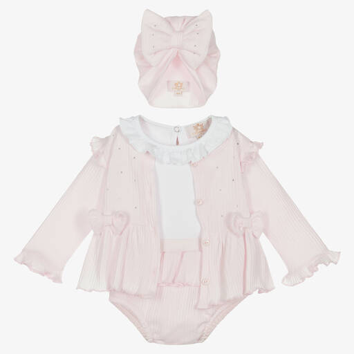 Caramelo Kids-Baby Girls Pink Cotton Bows Outfit | Childrensalon