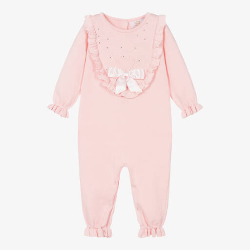 Caramelo Kids-Baby Girls Pink Cotton Knit Romper | Childrensalon
