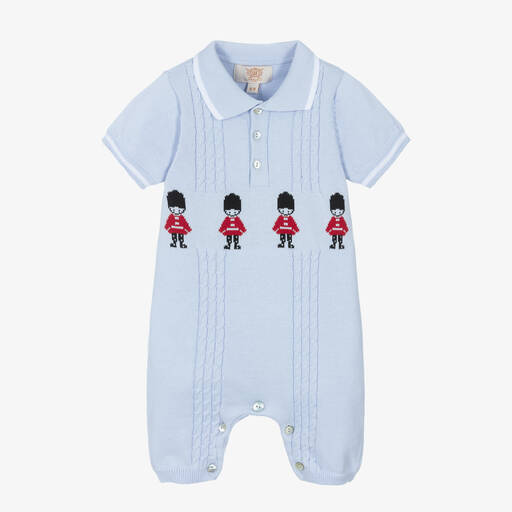 Caramelo Kids-Combi-short bleue en tricot de coton Bébé | Childrensalon