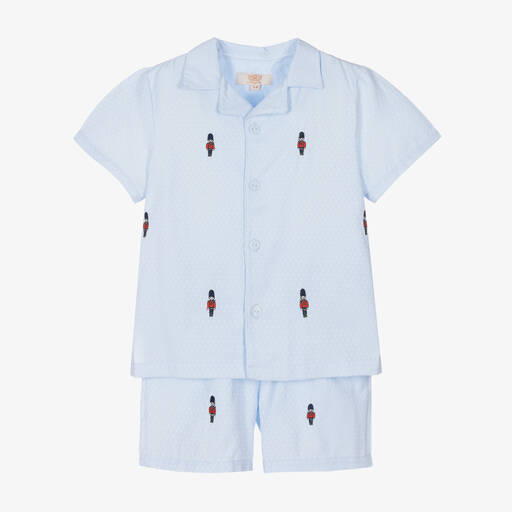 Caramelo Kids-Blauer Baumwoll-Pyjama mit Soldaten | Childrensalon