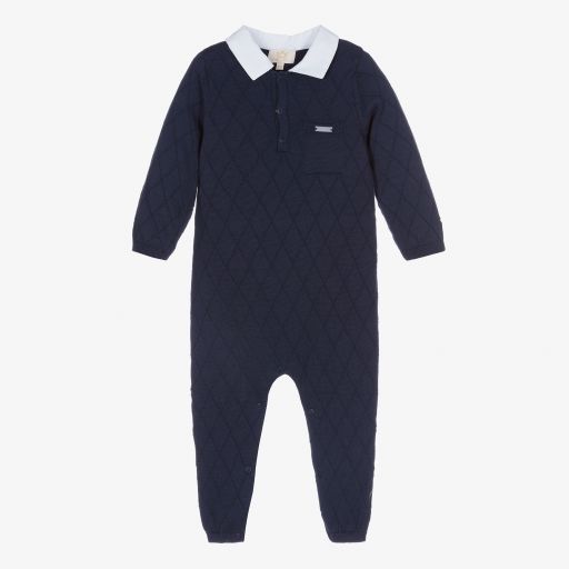 Caramelo Kids-Boys Blue Knitted Babysuit | Childrensalon