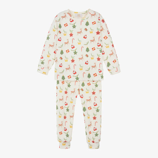 Caramelo Kids-Boys Ivory Fleece Festive Pyjamas | Childrensalon