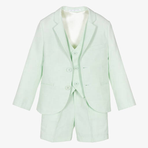 Caramelo Kids-Boys Pale Green Linen & Cotton Suit | Childrensalon