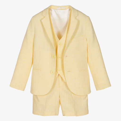 Caramelo Kids-Boys Yellow Linen & Cotton Suit | Childrensalon