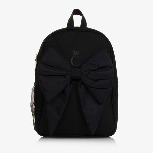 Caramelo Kids-Girls Black Bow Backpack (35cm) | Childrensalon