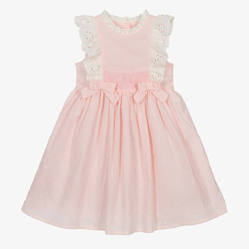 Caramelo Kids-Girls Pink Cotton Smocked Dress | Childrensalon