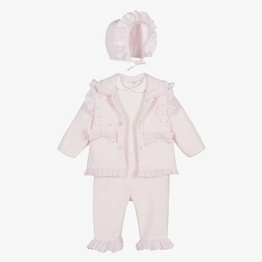 Caramelo Kids-Girls Pink Cotton Trouser Set | Childrensalon