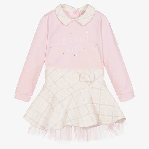 Caramelo Kids-Розовый хлопковый топ и юбка из твида | Childrensalon