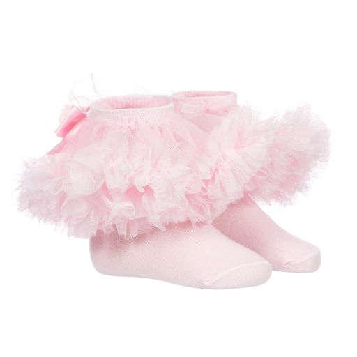 Caramelo Kids-Girls Pink Frilly Socks | Childrensalon