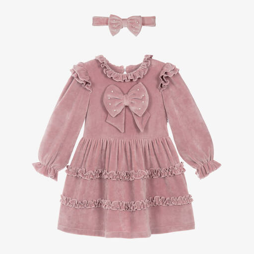 Caramelo Kids-Girls Pink Velour Dress | Childrensalon