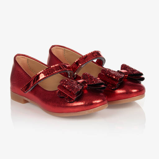 Caramelo Kids-حذاء بمب جلد صناعي لون أحمر للبنات | Childrensalon