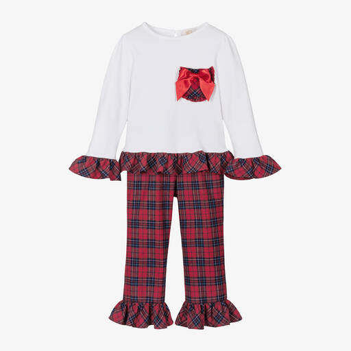 Caramelo Kids-Girls Red Tartan Check Cotton Pyjamas | Childrensalon