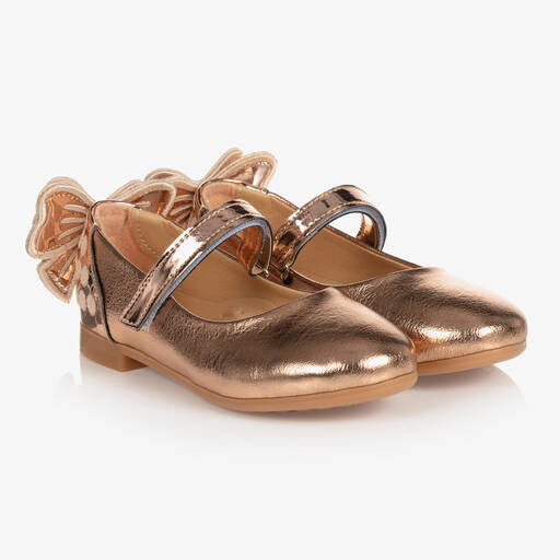 Caramelo Kids-Girls Rose Gold Ballerina Shoes | Childrensalon