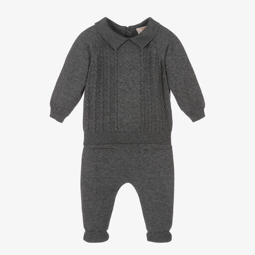 Caramelo Kids-Grey Knit Top & Trousers Set | Childrensalon