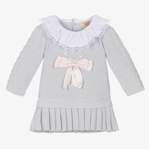 Caramelo Kids-Grey Knitted Cotton Dress | Childrensalon