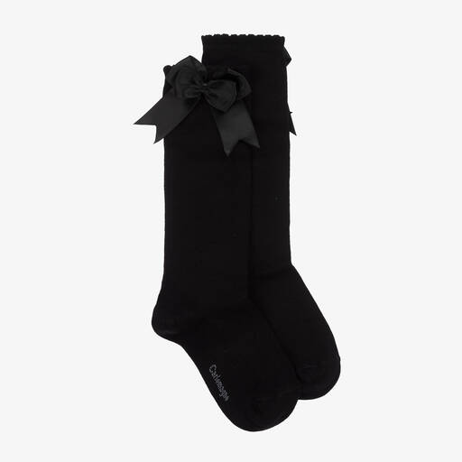 Carlomagno-Chaussettes hautes noires en coton fille | Childrensalon