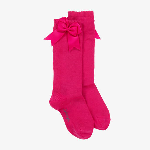 Carlomagno-Girls Pink Cotton Knee Length Socks | Childrensalon