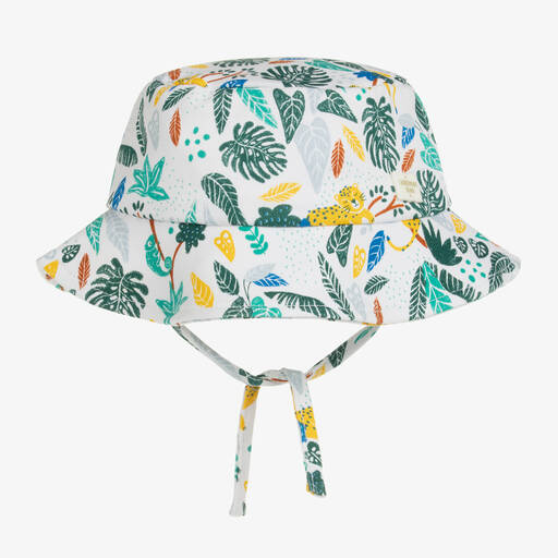 Carrément Beau-Baby Boys White Jungle Sun Hat | Childrensalon