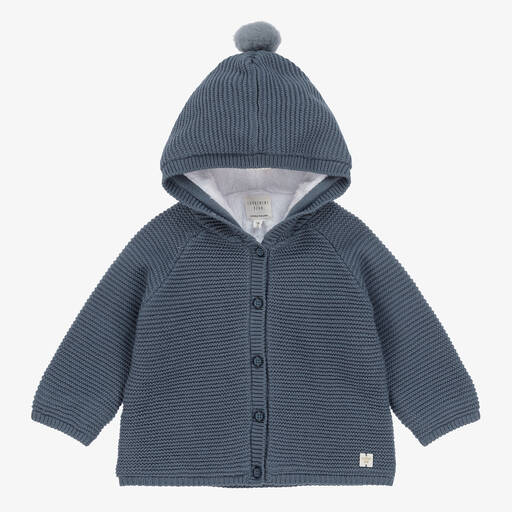 Carrément Beau-Blue Cotton & Wool Knitted Pram Coat | Childrensalon