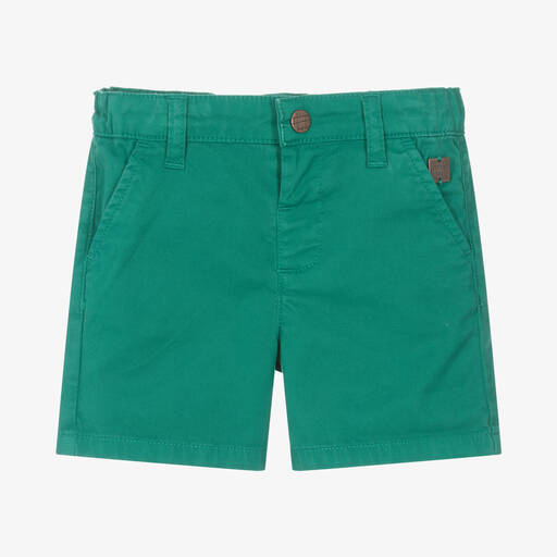 Carrément Beau-Boys Green Cotton Twill Shorts | Childrensalon