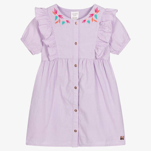 Carrément Beau-Girls Lilac Cotton Dress | Childrensalon