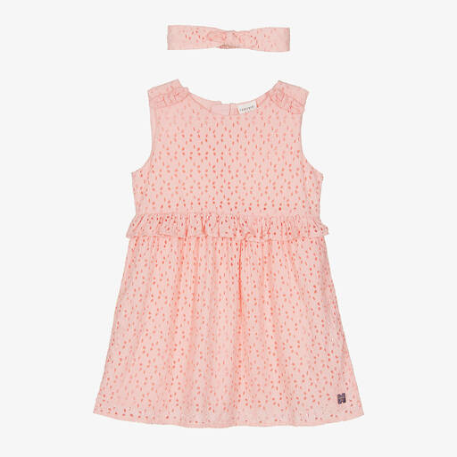 Carrément Beau-Girls Pink Embroidered Dress Set | Childrensalon