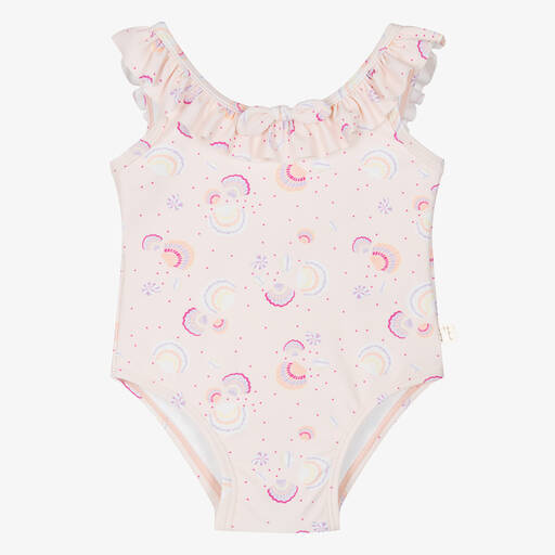 Carrément Beau-Girls Pink Ruffle Seashell Swimsuit | Childrensalon