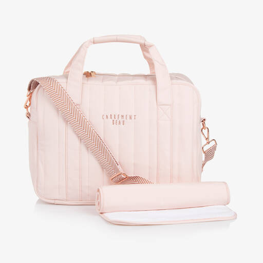 Carrément Beau-Pink Quilted Changing Bag (40cm) | Childrensalon